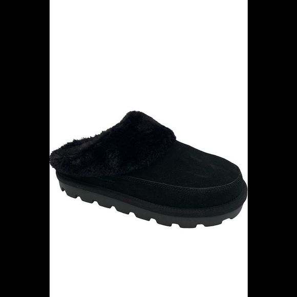 Koolaburra by UGG Suede Fluff Slippers Tizzey Black - Medium - Picture 1 of 3
